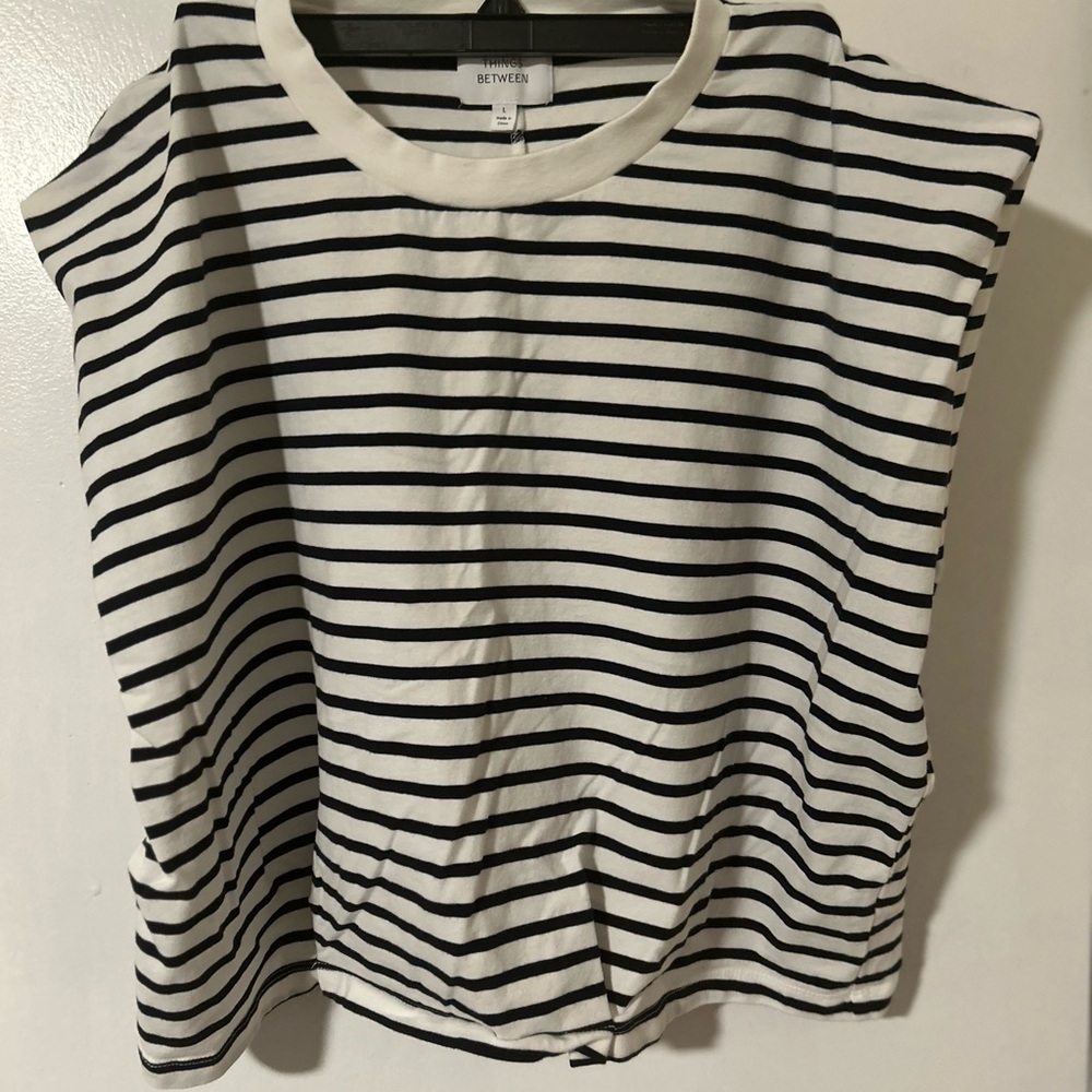 Navy and White Striped Muscle Tee